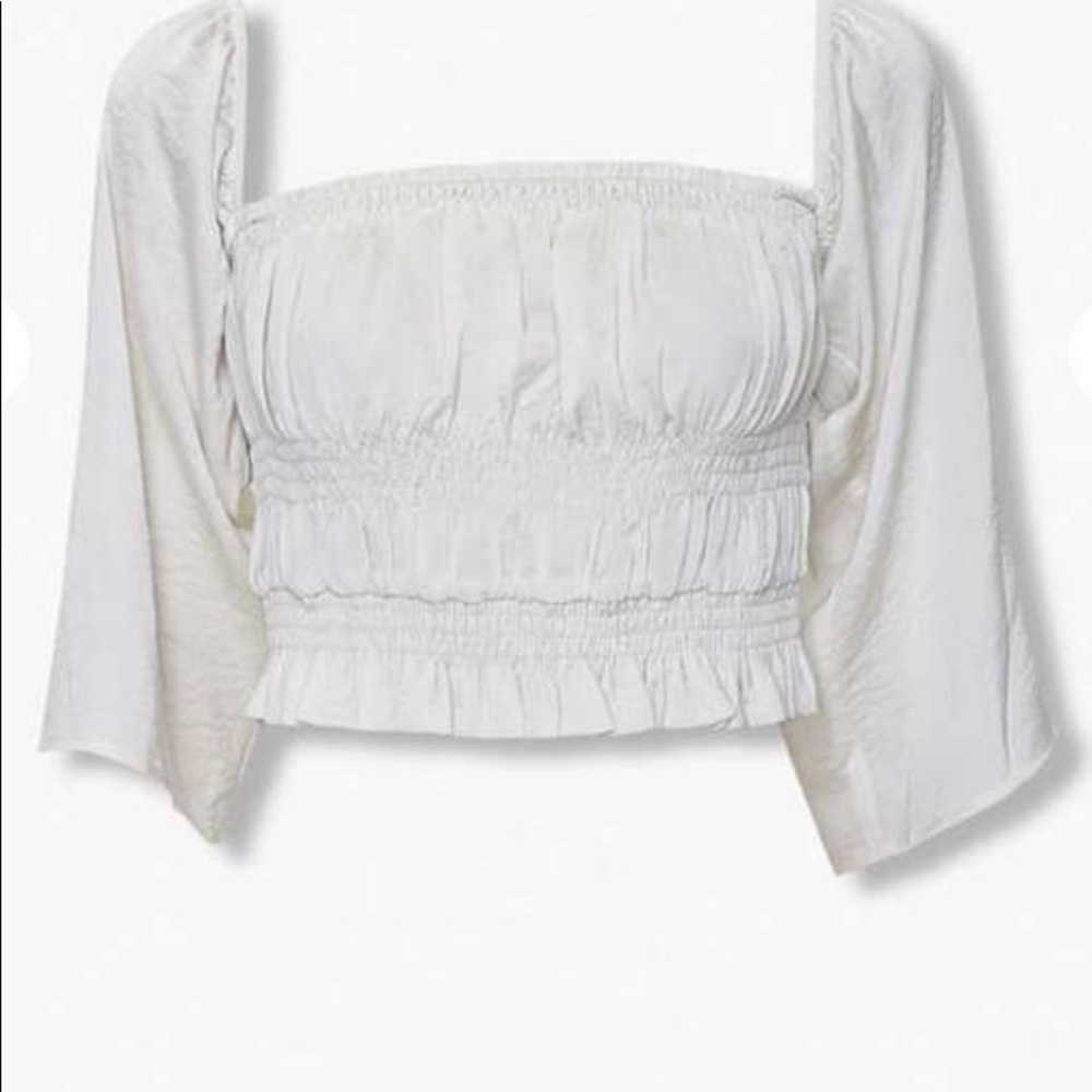 Smocked wide sleeve top